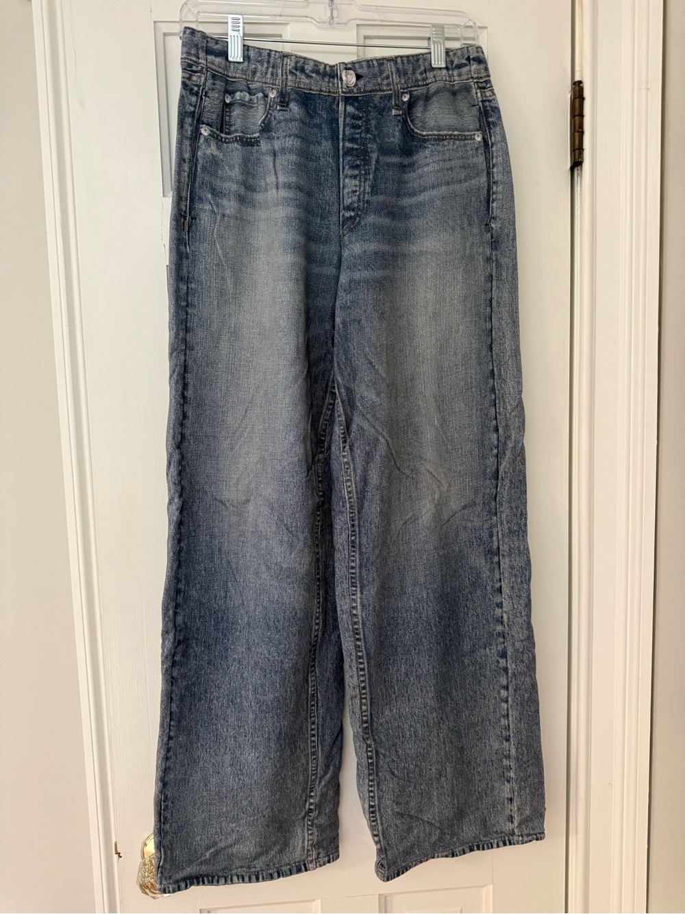rag & bone Women's Wide-Leg Jeans in Washed Blue